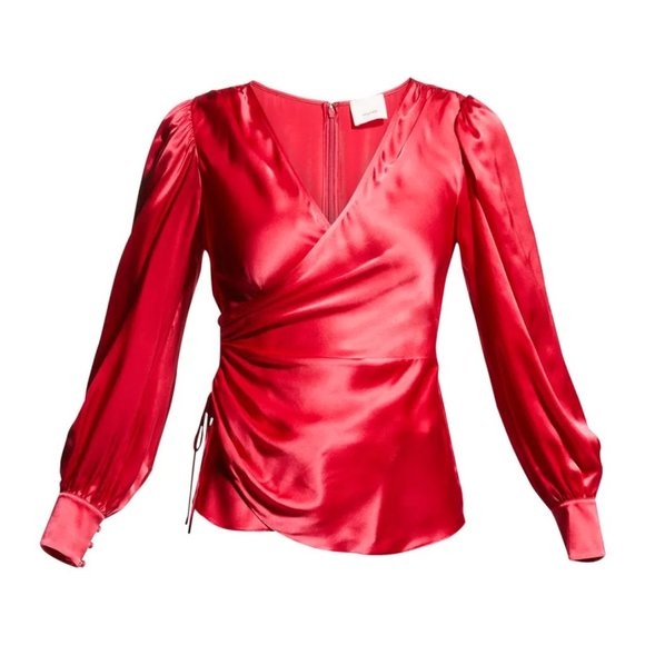 NWT cinq a sept 'Dorothea' silk raspberry blouse S - Picture 4 of 7